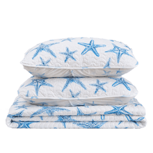 Load image into Gallery viewer, Blue Seashell Coastal Quilt Set - Trinidad Collection