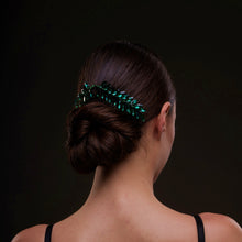 Load image into Gallery viewer, Emerald Green Crystal Leaf Hair Comb Set