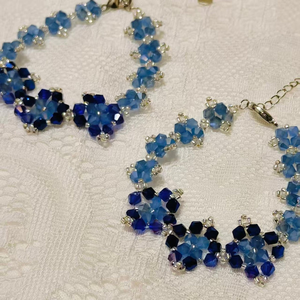 Handcrafted Crystal Floral Bracelet | Sparkling Statement Jewelry | Elegant Art-Inspired Accessory for Women (MAC348)