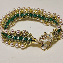 Load image into Gallery viewer, Handcrafted Crystal Floral Bracelet | Sparkling Statement Jewelry | Elegant Art-Inspired Accessory for Women (MAC348)