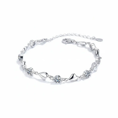 Heart moissanite bracelet Silver White Heart Elegant Charm Party Gifts
