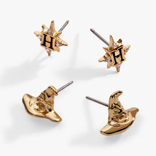Load image into Gallery viewer, Harry Potter™ Hogwarts &amp; Sorting Hat Earring Set of 2