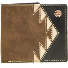 Load image into Gallery viewer, HOOey Aztec Inlay with Logo Rivet (Brown/Black) - Men's Bifold Wallet