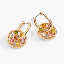 Load image into Gallery viewer, Heart Crystal Wheel Hoop Earrings