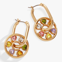 Load image into Gallery viewer, Heart Crystal Wheel Hoop Earrings