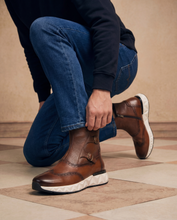Load image into Gallery viewer, The Stealth Wingtip Buckle Tan Leather Men Boot
