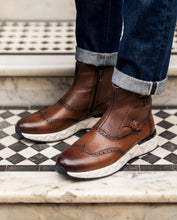 Load image into Gallery viewer, The Stealth Wingtip Buckle Tan Leather Men Boot