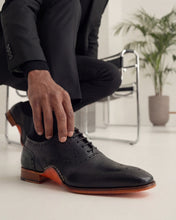 Load image into Gallery viewer, The Draco Handmade Black Semi Brogue Oxford Men Shoe