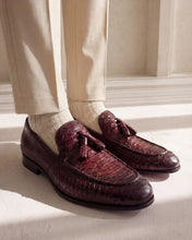Load image into Gallery viewer, The Bethesda Burgundy Pyhtn Skin Leather Tassel Loafer Men Shoe