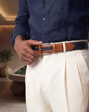 Load image into Gallery viewer, The Istanbul Tan &amp; Navy Blue Leather Tassel Loafer Men Shoe