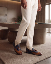 Load image into Gallery viewer, The Istanbul Tan &amp; Navy Blue Leather Tassel Loafer Men Shoe