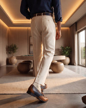 Load image into Gallery viewer, The Istanbul Tan &amp; Navy Blue Leather Tassel Loafer Men Shoe