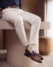 Load image into Gallery viewer, The Istanbul Tan &amp; Navy Blue Leather Tassel Loafer Men Shoe
