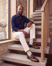 Load image into Gallery viewer, The Istanbul Tan &amp; Navy Blue Leather Tassel Loafer Men Shoe