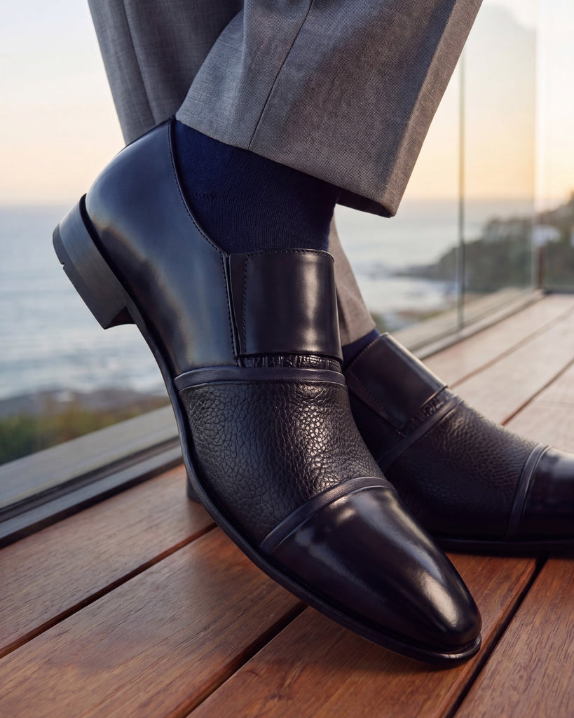 The Everest Navy Leather Cap Toe Dress Loafer Men Shoe