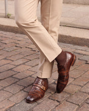 Load image into Gallery viewer, The Strat Single Monk Strap Cap Toe Brown Leather Handmade Men Shoe