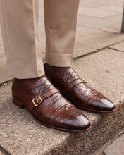 Load image into Gallery viewer, The Strat Single Monk Strap Cap Toe Brown Leather Handmade Men Shoe