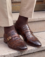 Load image into Gallery viewer, The Strat Single Monk Strap Cap Toe Brown Leather Handmade Men Shoe
