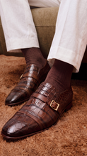 Load image into Gallery viewer, The Strat Single Monk Strap Cap Toe Brown Leather Handmade Men Shoe