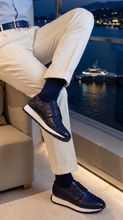 Load image into Gallery viewer, The Obsidian Navy Python Leather Men Sneaker