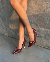 Load image into Gallery viewer, The Bella Vita Studded Burgundy Leather Pump Women Shoe