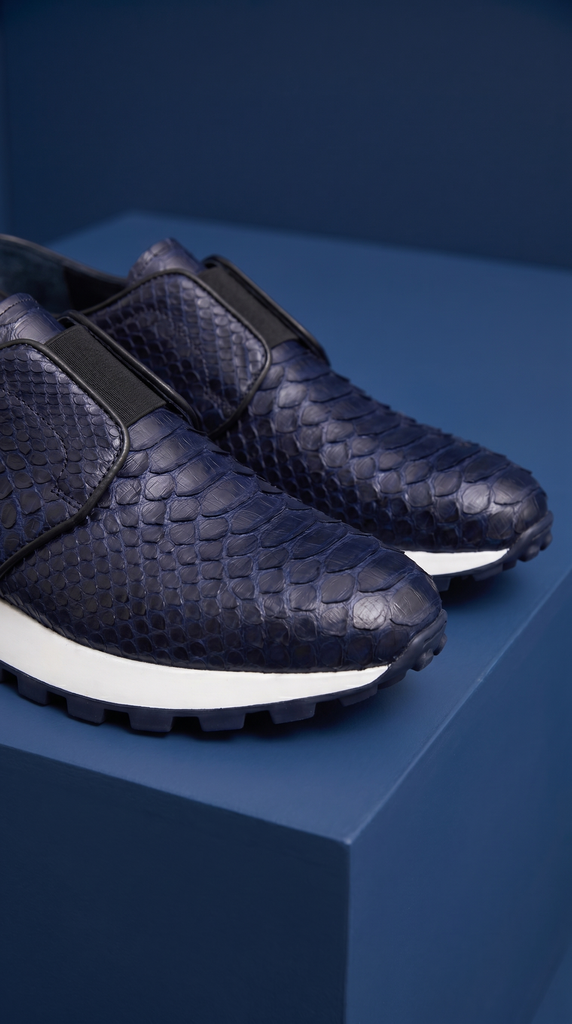 The Obsidian Navy Python Leather Men Sneaker