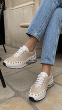 Load image into Gallery viewer, The Aurelia White Gold Woven Leather Women Sneaker