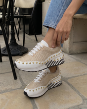 Load image into Gallery viewer, The Aurelia White Gold Woven Leather Women Sneaker