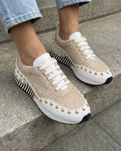 Load image into Gallery viewer, The Aurelia White Gold Woven Leather Women Sneaker