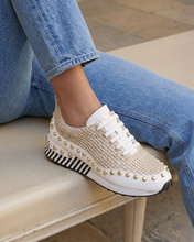 Load image into Gallery viewer, The Aurelia White Gold Woven Leather Women Sneaker