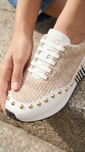 Load image into Gallery viewer, The Aurelia White Gold Woven Leather Women Sneaker
