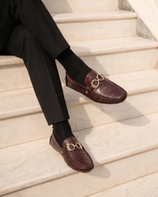 Load image into Gallery viewer, The Pisa Burgundy Leather Bit Drive Loafer Men Shoe