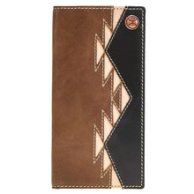 Load image into Gallery viewer, HOOey Aztec Inlay with Logo Rivet (Brown/Black) - Men's Rodeo Wallet