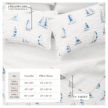 Load image into Gallery viewer, Coastal Blue Sailboat Quilt Set - Marzano Collection