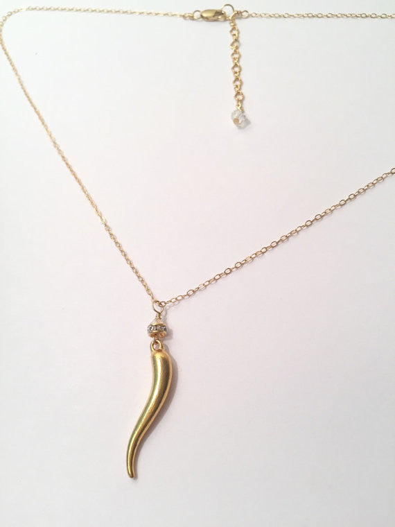 Italian Horn Necklace: silver or gold