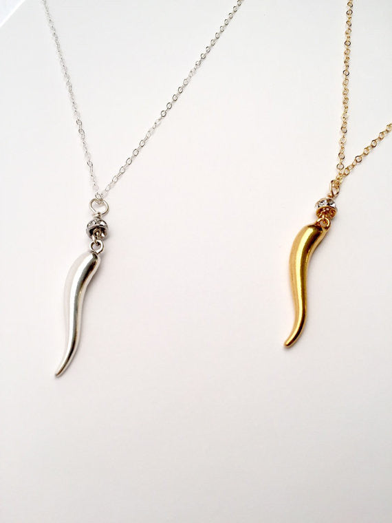 Italian Horn Necklace: silver or gold