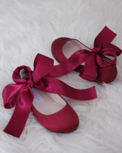 Load image into Gallery viewer, Satin Ballet Flats with Ankle Tie or Ballerina Lace Up