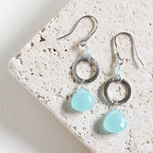 Load image into Gallery viewer, The Airie Earring - Blue Chalcedony Gold