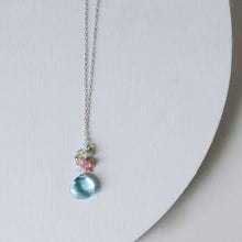 Load image into Gallery viewer, Aquamarine Quartz Silver Raindrop Cluster Necklace