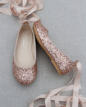 Load image into Gallery viewer, Rock Glitter Ballet Flats with Satin Ankle Strap