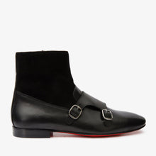 Load image into Gallery viewer, Preston Black Leather &amp; Suede Double Monk Strap Ankle Men Boot