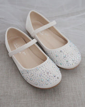 Load image into Gallery viewer, Satin Maryjane Flats With Rhinestones Embellishment