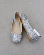 Load image into Gallery viewer, Rock Glitter Ballet Flats With Velcro Ankle Strap