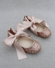 Load image into Gallery viewer, Rock Glitter Ballet Flats with Satin Ankle Strap