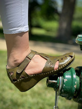 Load image into Gallery viewer, The Tonmawr Green Leather Sandal Final Sale!