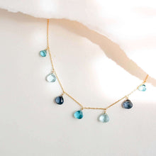 Load image into Gallery viewer, Blue Gemstone Gold Sparkler Necklace