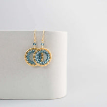 Load image into Gallery viewer, London Blue Quartz Mini Halo Earrings