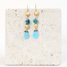 Load image into Gallery viewer, Blue Chalcedony &amp; Aquamarine Gold Drop Earrings