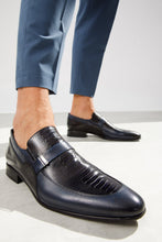 Load image into Gallery viewer, The Kazablanka Navy Leather Bit Loafer Men  Shoe