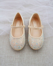 Load image into Gallery viewer, Satin Mary Jane Flats with Rhinestones Embellishment